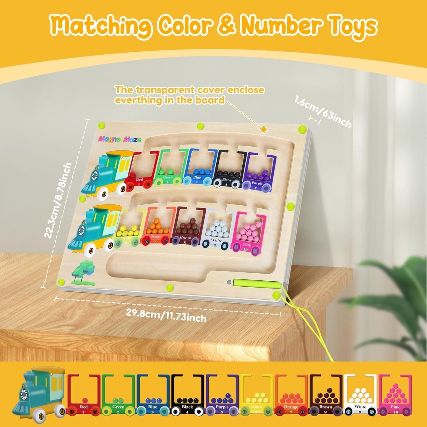 Kids Magnetic Color & Number Puzzle Board