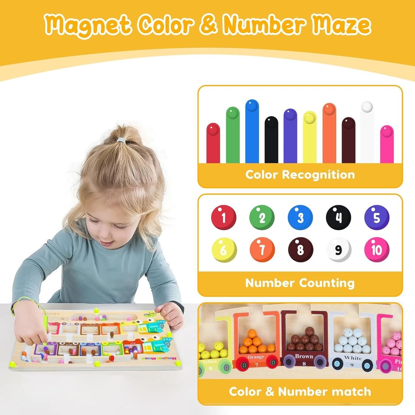 Kids Magnetic Color & Number Puzzle Board