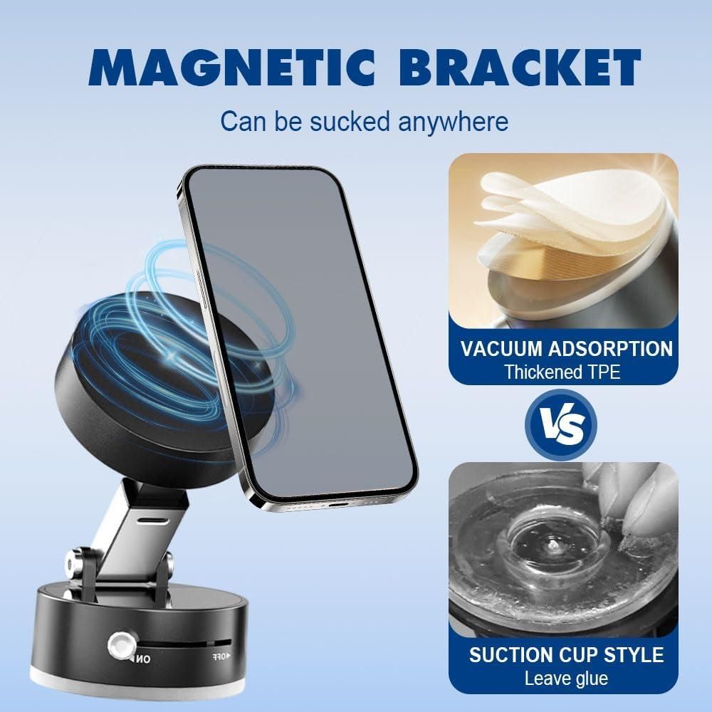 Vacuum Magnetic Phone Holder – Strong Suction Mount for Car & Desk
