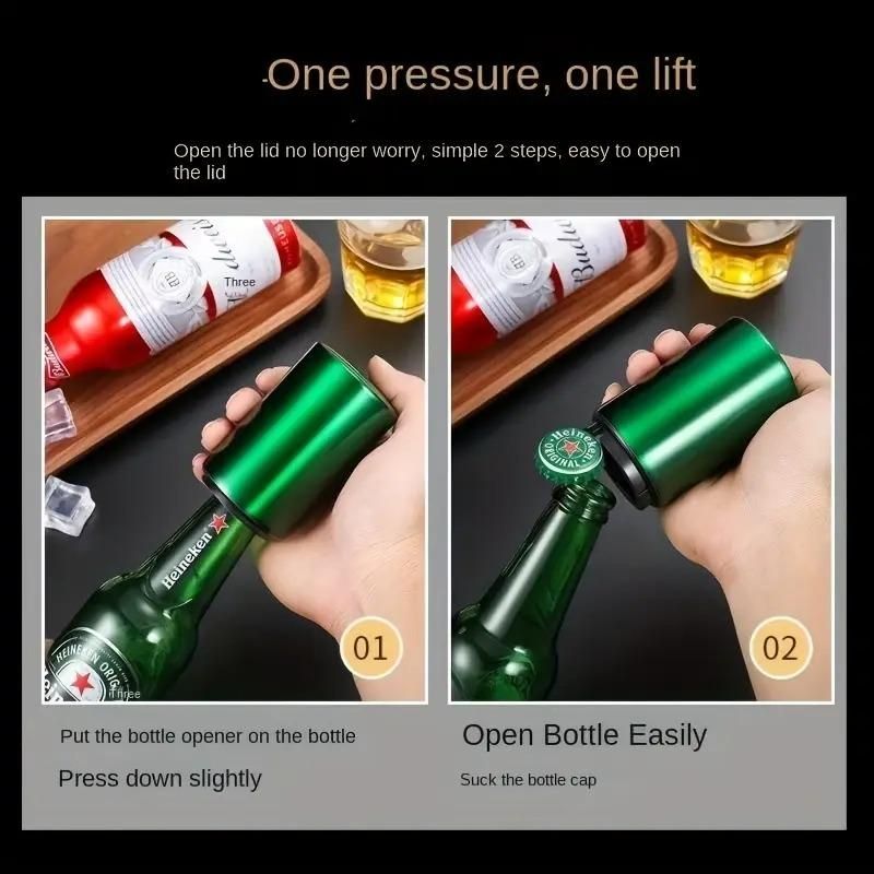 Premium Stainless Steel Automatic Push & Pull Bottle Opener – Effortless & Durable