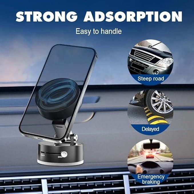Vacuum Magnetic Phone Holder – Strong Suction Mount for Car & Desk
