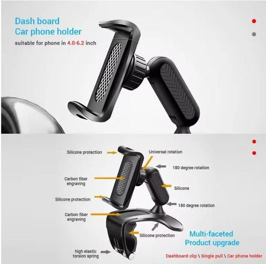 Phone Holder 360° Rotation – Adjustable Mount for Car & Desk
