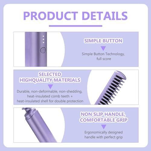 Cordless Hair Straightening Comb – Rechargeable Hot Comb for All Hair Types