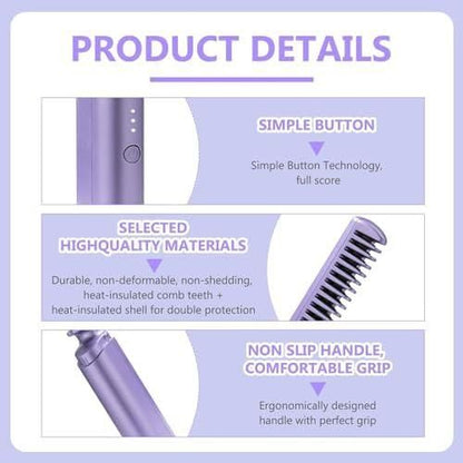 Cordless Hair Straightening Comb – Rechargeable Hot Comb for All Hair Types